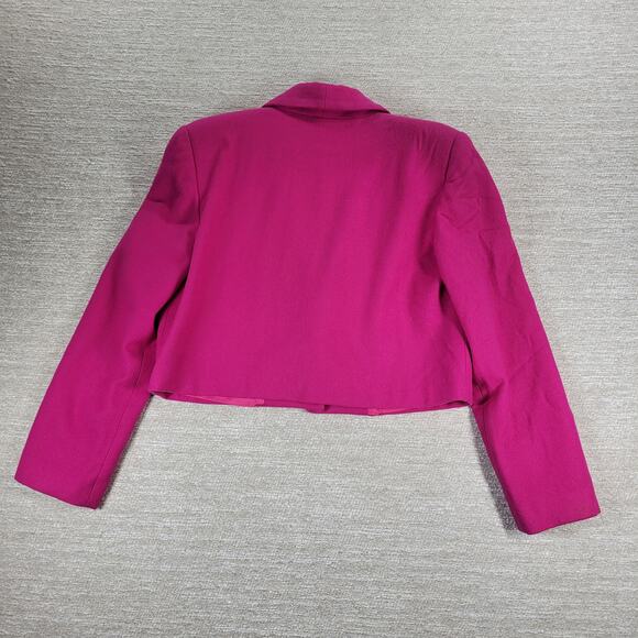Fundamental Things Pink Wool Cropped Blazer Womens 8 Shawl Collar Gold Button - Picture 6 of 13